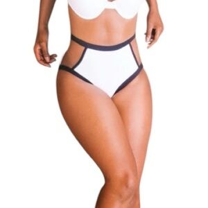 Andrea Iyamah Black White High Waist Bikini Bottom Small NWT Colorblock Swim